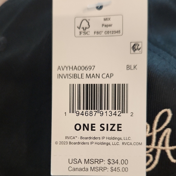 RVCA Black Adjustable Hat NWT - Picture 2 of 9